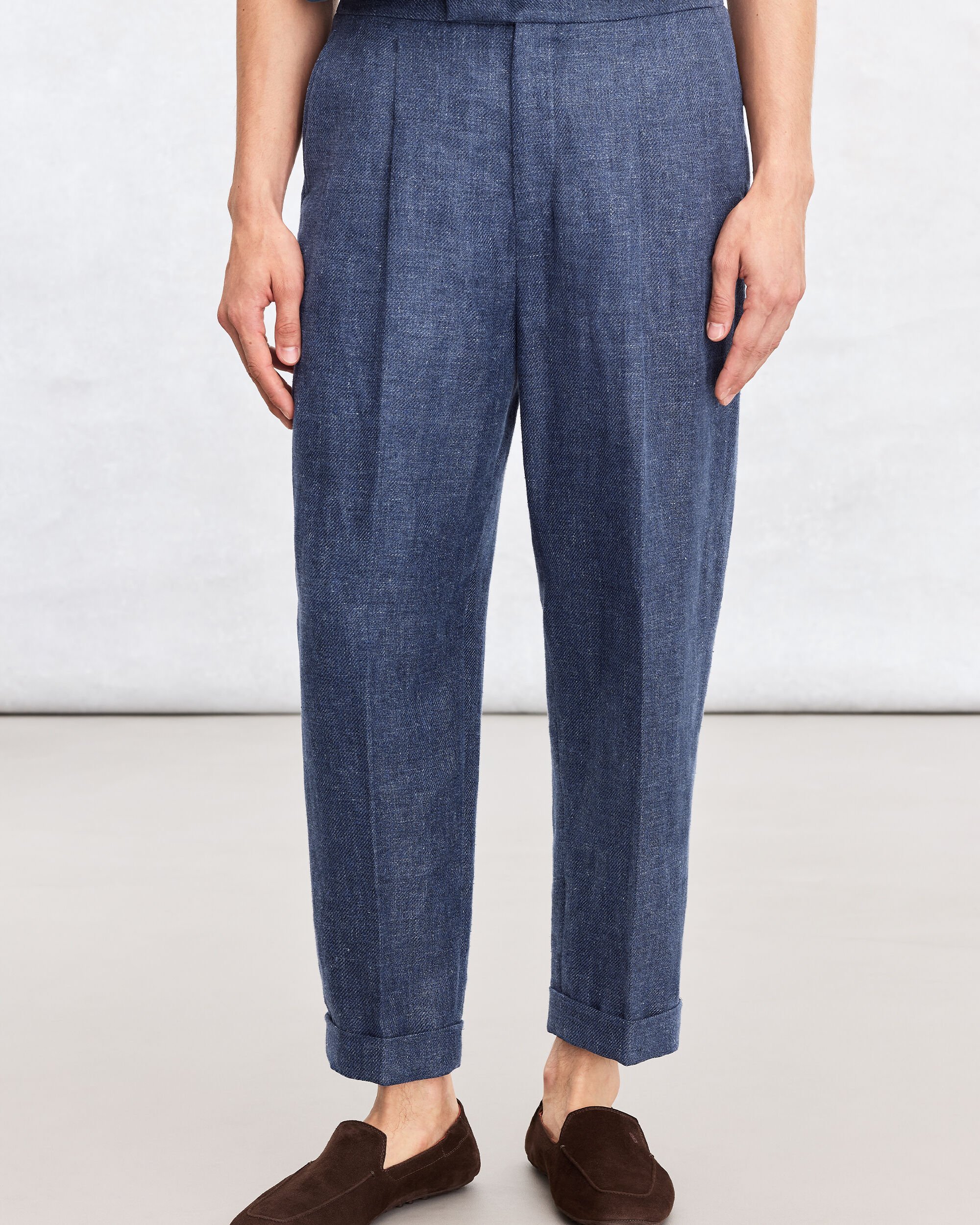 レザーディテール リラックスパンツ, Soladite Blue, hi-res