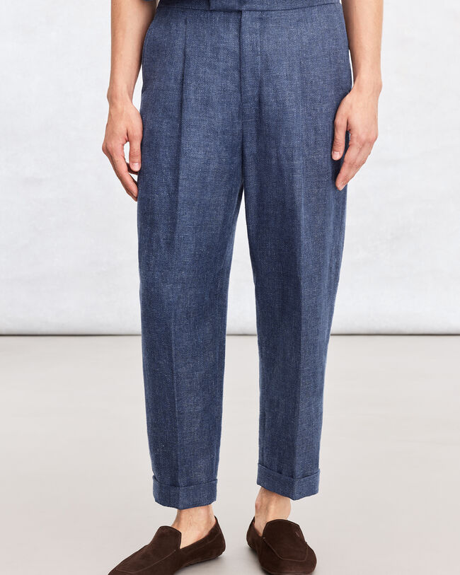 レザーディテール リラックスパンツ, Soladite Blue, hi-res