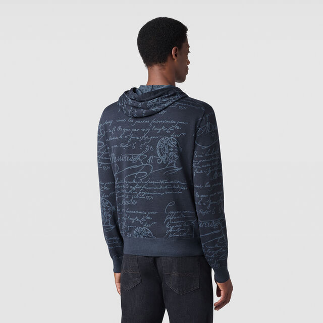 Classic Scritto Zip-up Hoodie, GREYISH NAVY, hi-res 3