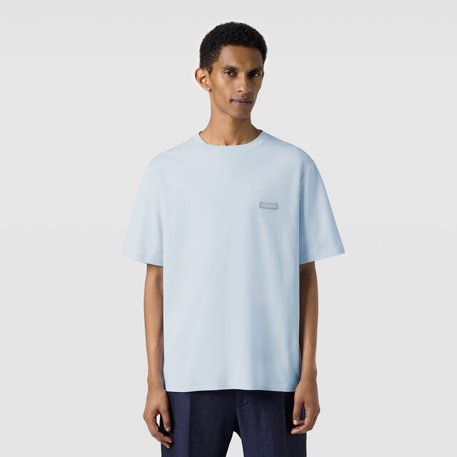 Leather Tab T-Shirt, SKY BLUE, hi-res 2