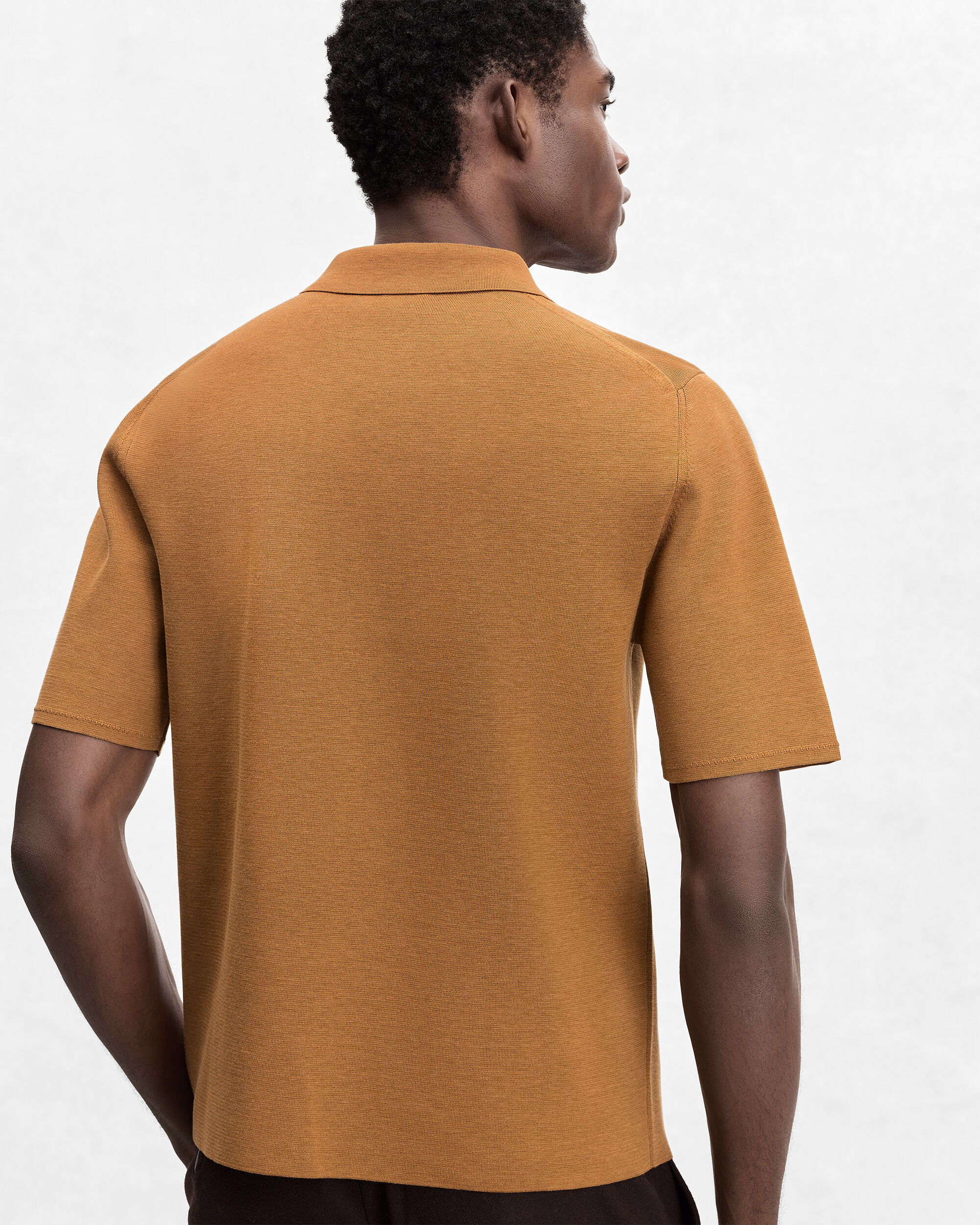 Polo avec Tirette de zip en Cuir, Tobacco, hi-res
