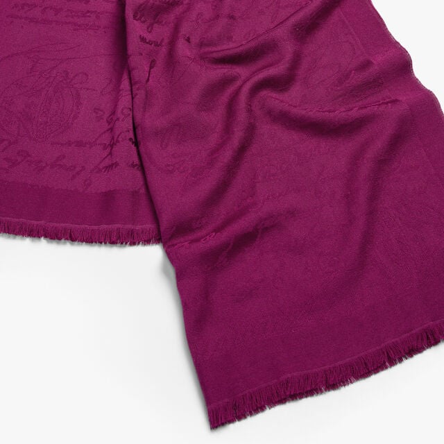 Wool & Silk Scritto Scarf, PURPLE FUSHIA, hi-res 4