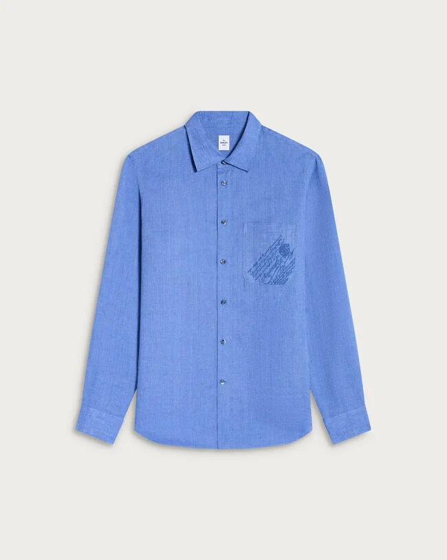 Shirt with Scritto Pocket, Summer Blue, hi-res