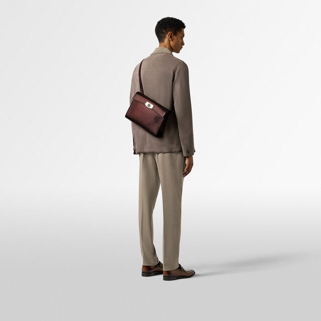 Sac Bandoulière E'Mio Messenger en Cuir Sritto, LEGNO BRUCIATO, hi-res 8