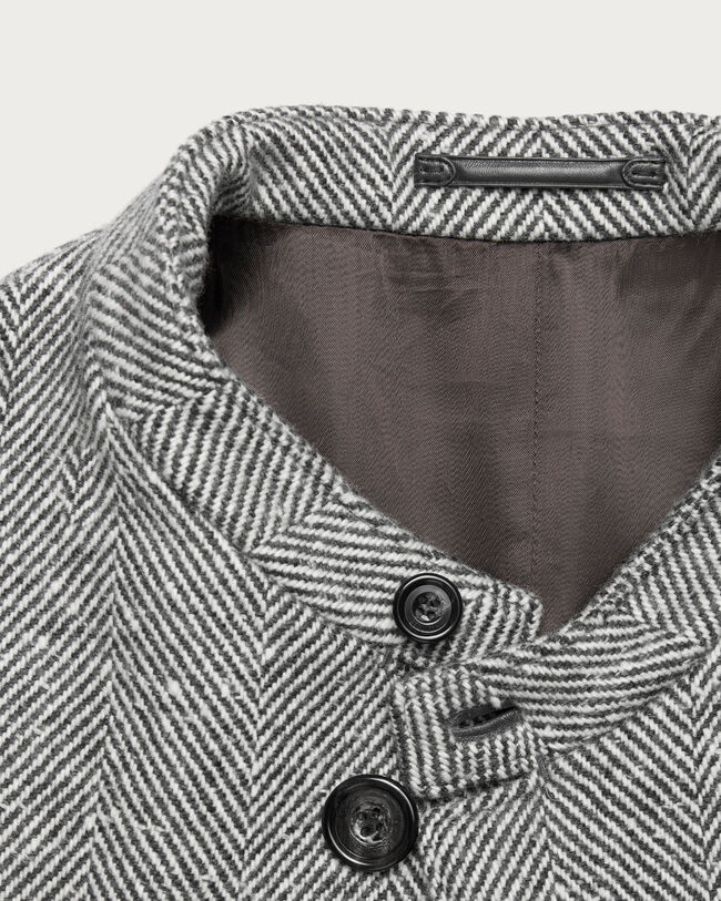 Manteau Foresti&egrave;re &agrave; Chevrons avec D&eacute;tails en Cuir, Grey Melange, hi-res