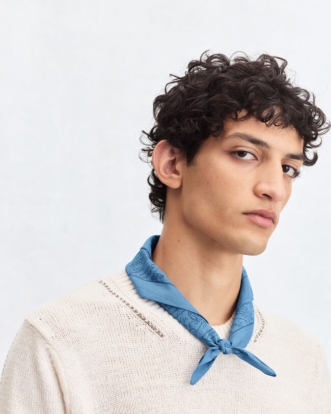 Scritto Pattern Handkerchief, Woad, hi-res