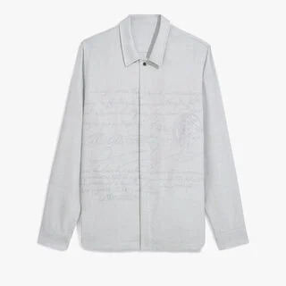 Embroidered Scritto Overshirt, SPRING BLUE , hi-res