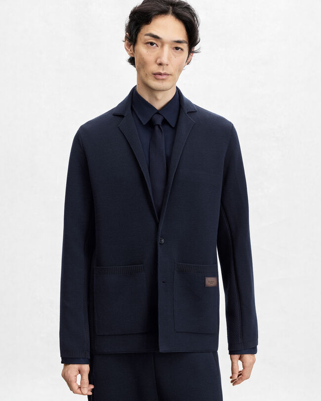 Shadow Jacket with Leather Detail, Navy, hi-res