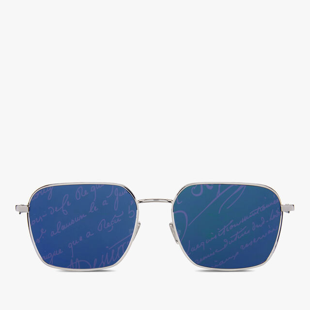 Mercury Metal and Leather Sunglasses, SILVER+AZURE BLUE, hi-res 1
