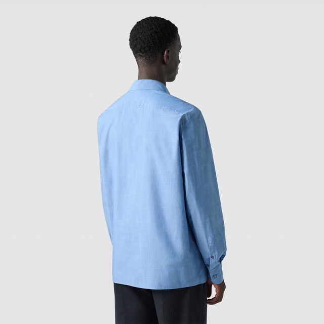 Military Linen Shirt, PASTEL CHAMBRAY, hi-res 3