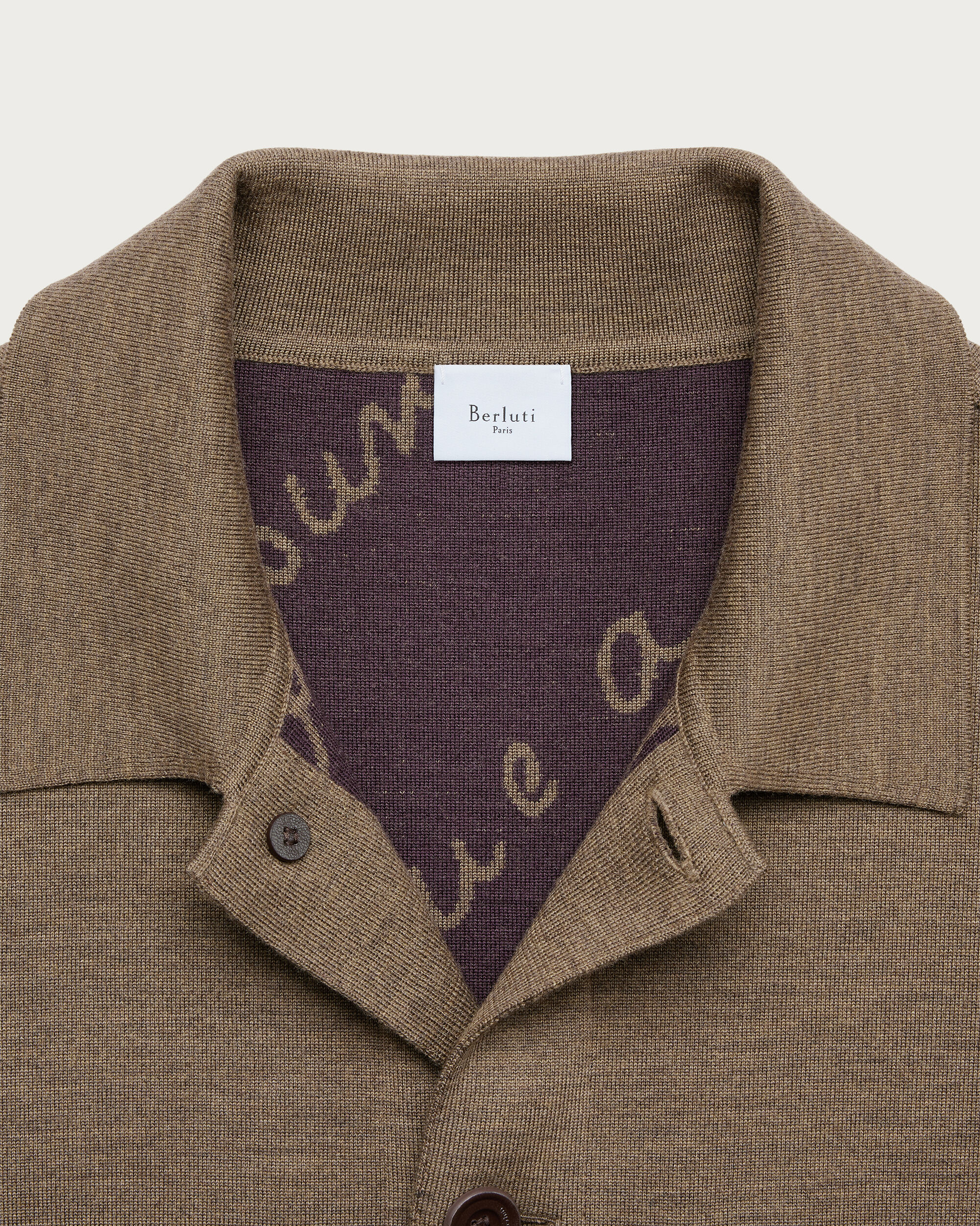 Knitted Overshirt with Leather Details, Bronze Melange, Image 3