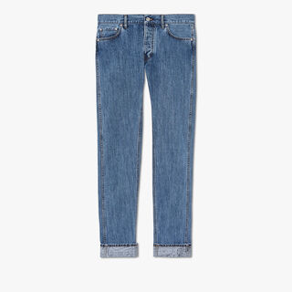 Denim Trousers With Scritto, SNOW BLUE, hi-res