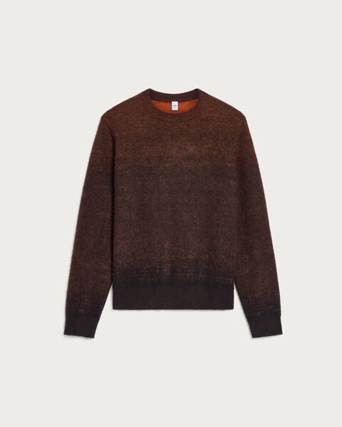 Brushed Patina Crewneck with Leather Detail, Rust Patina, hi-res