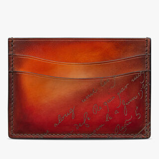 Bambou Scritto Leather Card Holder, RED SUNSET, hi-res