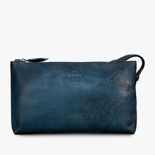 Ivy Scritto Leather Toiletry Pouch, STEEL BLUE, hi-res