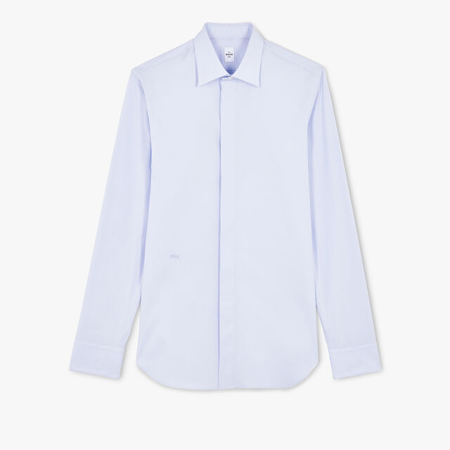Stretch Cotton Popeline Shirt, PASTEL BLUE, hi-res 1