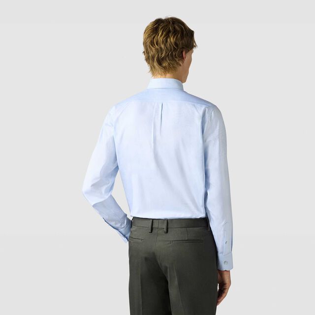 Cotton Scritto Alessandro Buttondown Shirt, SKY BLUE, hi-res 3