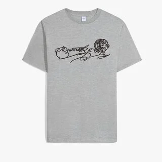 스웨이드 효과 스크리토 T-셔츠, SILVER GREY, hi-res
