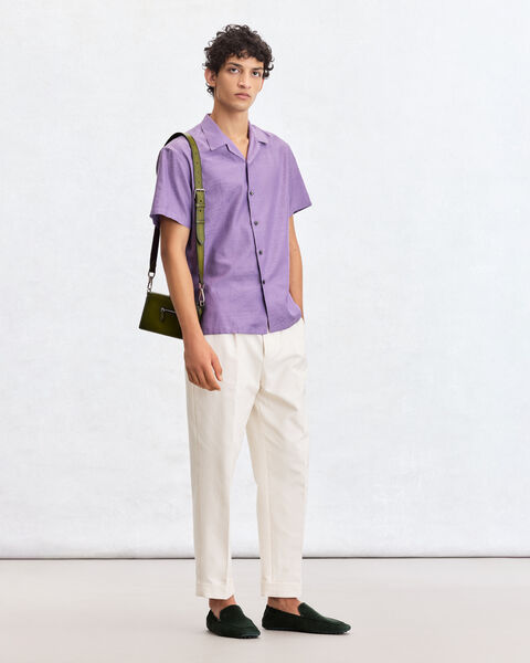 Scritto Pattern Short-Sleeves Shirt, Lilac, hi-res