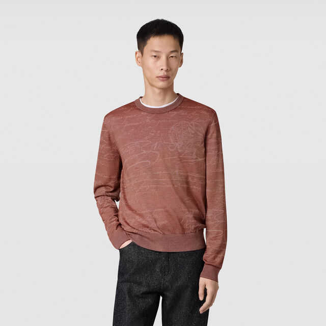 Light Scritto Crewneck, CHESTNUT BROWN, hi-res 2