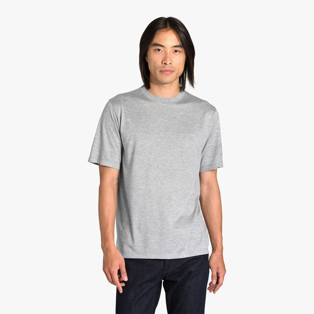 Silk and Cotton T-Shirt, SILVER GREY, hi-res 2