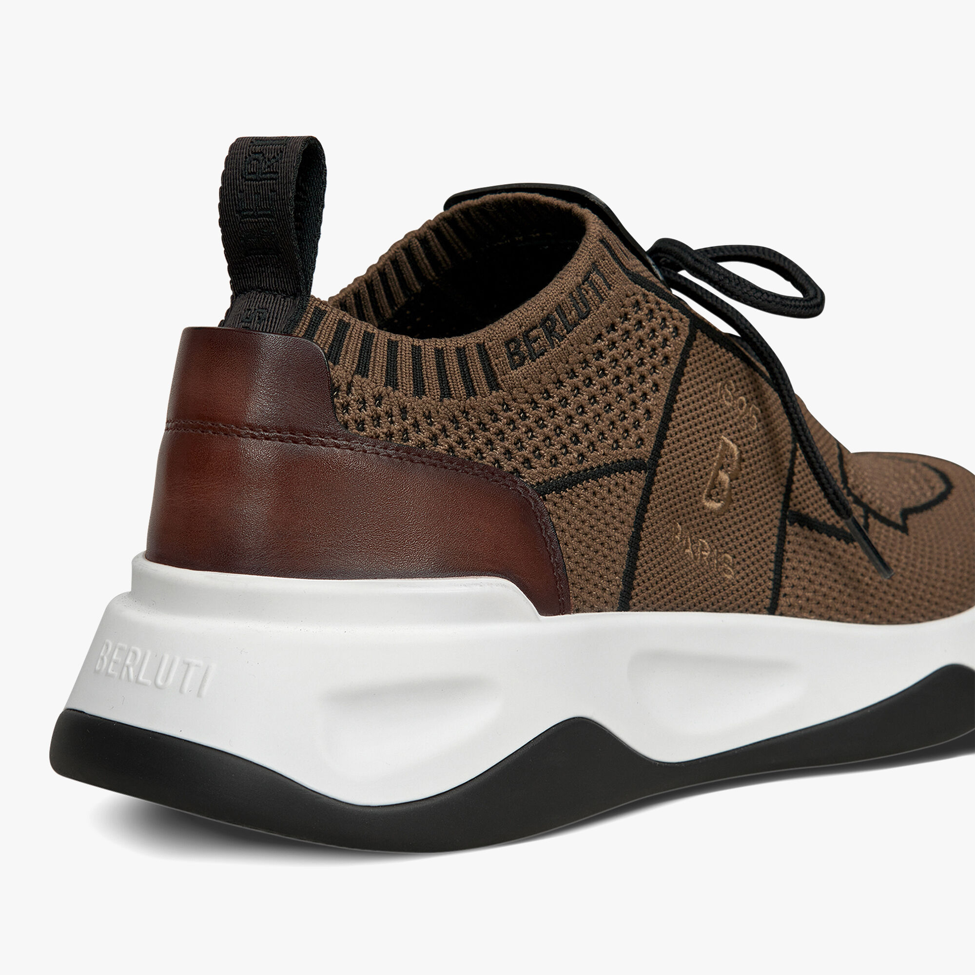 Shadow Knit And Leather Sneaker, KAKI, hi-res 5
