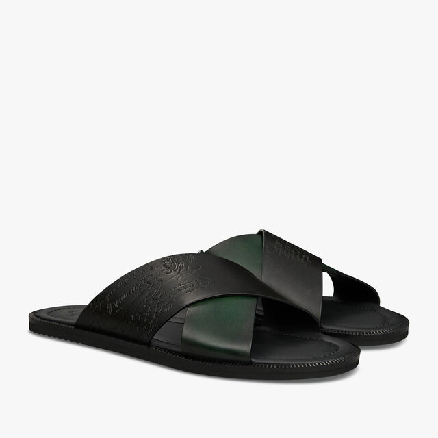 Sifnos Scritto Leather Sandal, GREEN, hi-res 2