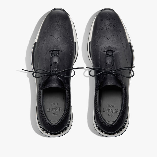 Fast Track Venezia Calf Leather And Nylon Sneaker, NERO GRIGIO, hi-res 3