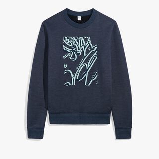 Frame Suede Effect Scritto Sweatshirt, COLD NIGHT BLUE, hi-res