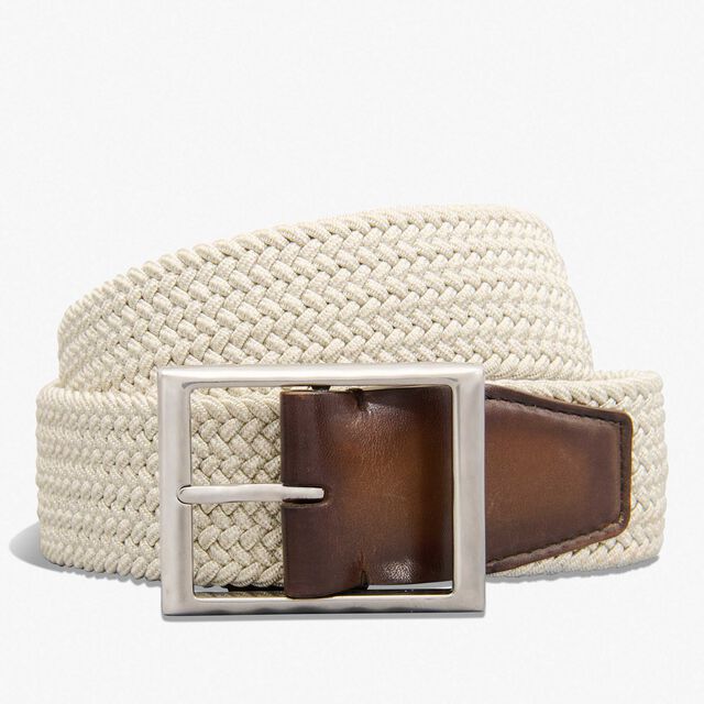 Ceinture Classic 35 MM En Tissu et Cuir, OFF WHITE, hi-res 1