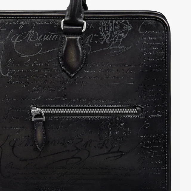 Un Jour Mini Scritto Leather Briefcase, NERO GRIGIO, hi-res 5