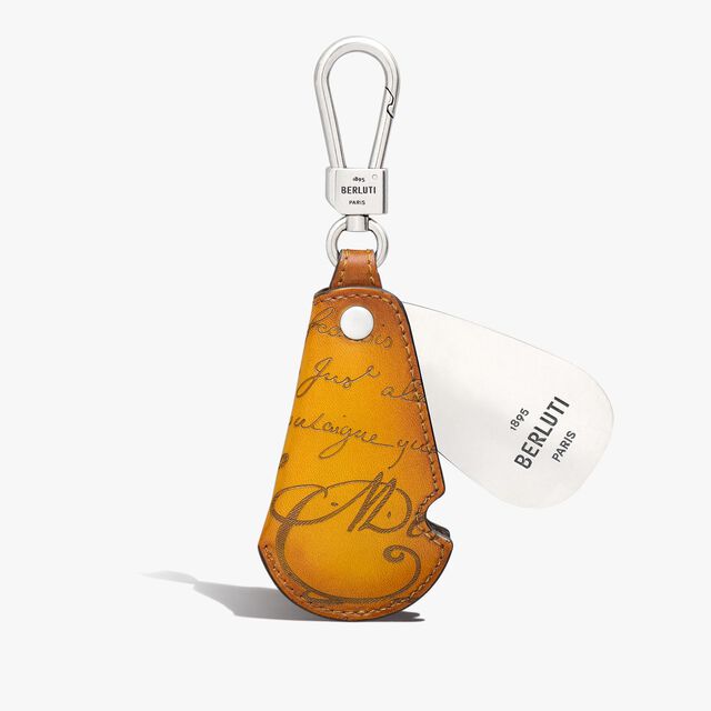 Rotative Shoehorn Scritto Leather Key Ring, MIMOSA, hi-res 3