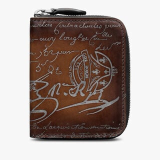 Wapa Scritto Leather Coin Purse, CACAO INTENSO + SILVER, hi-res