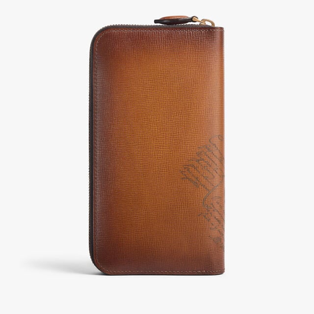 Itauba Gradiant Long Zipped Wallet In Scritto Leather, FIAMMA, hi-res 3
