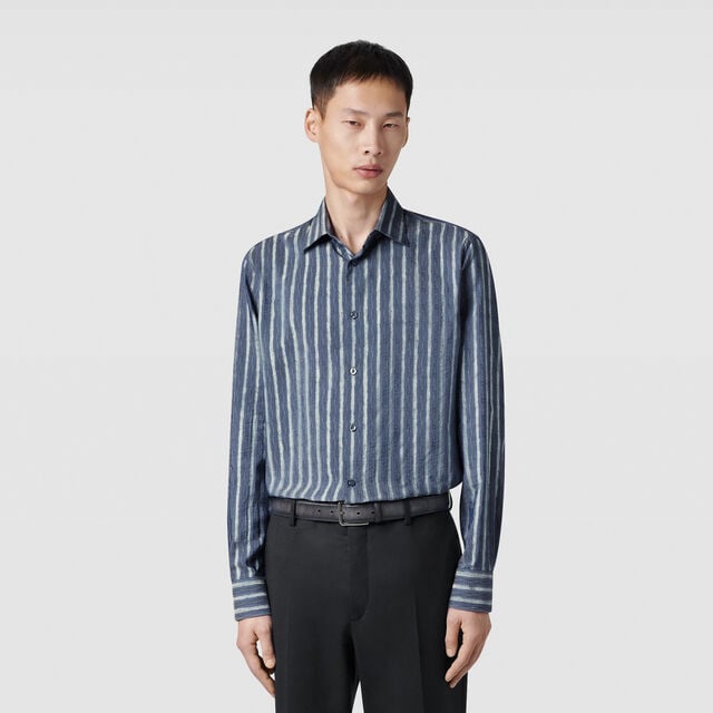 Alessandro Striped Scritto Shirt, BLUE SCRITTO STRIPES, hi-res 2