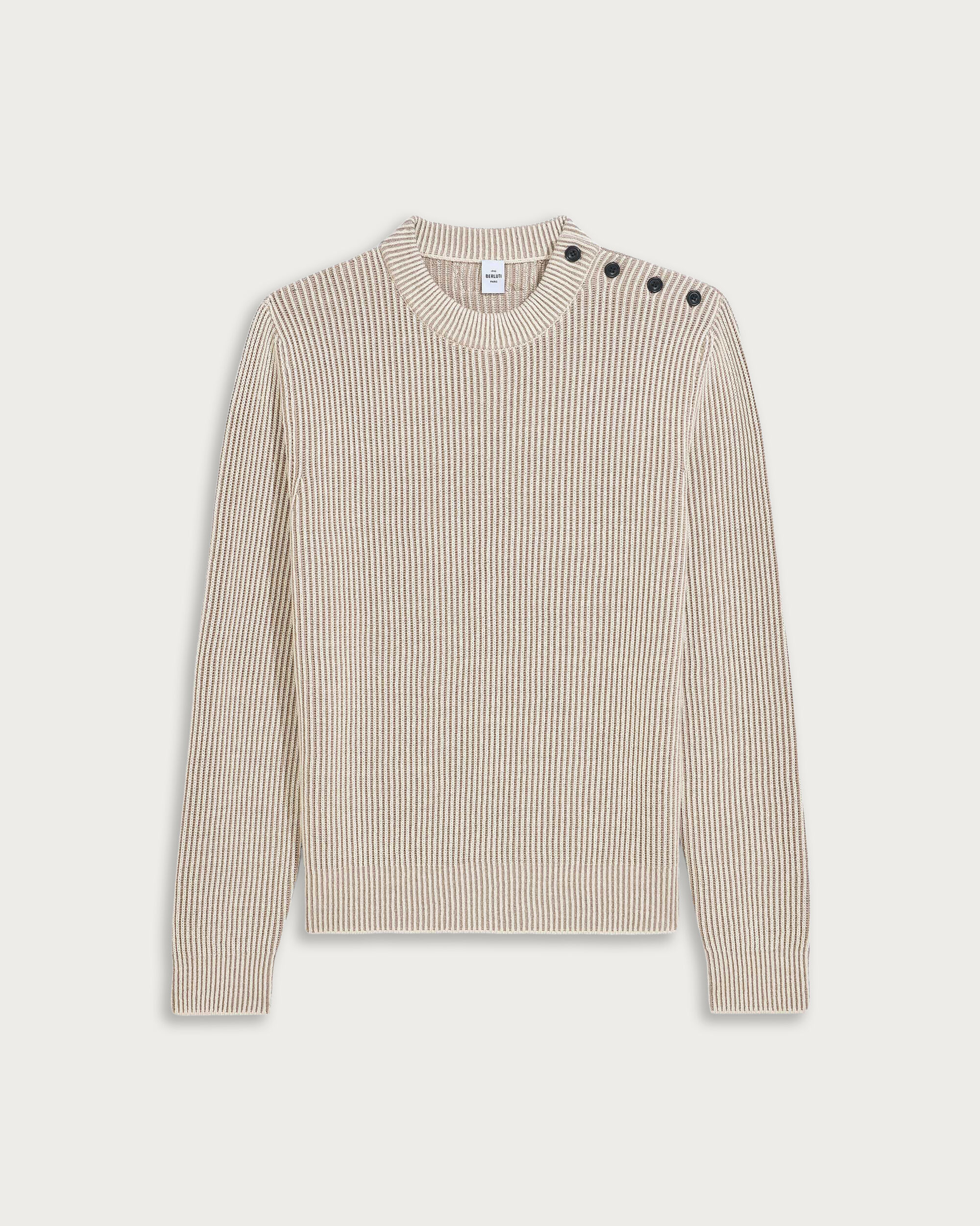 Contrasted Ribbed Crewneck, Sand Taupe, hi-res