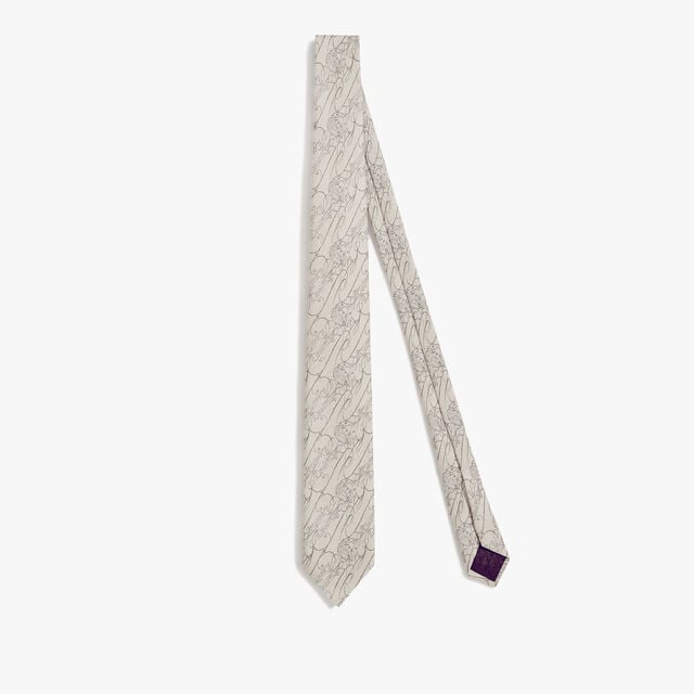 Herringbone Scritto Marbeuf Tie, NATURAL BEIGE, hi-res 1