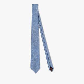 Silk Scritto Tie, DUSTY BLUE, hi-res