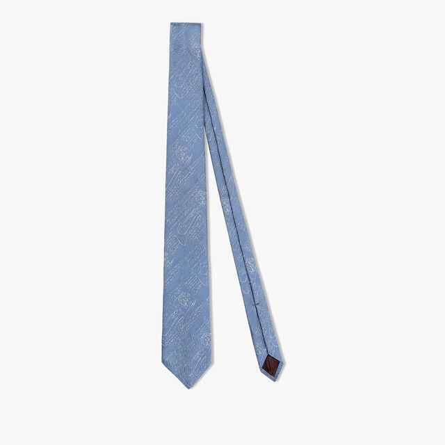 Silk Scritto Tie, DUSTY BLUE, hi-res 1