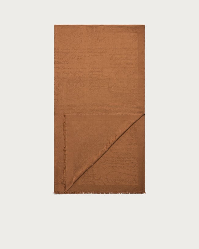 Écharpe Motif Scritto, Brick Brown, hi-res