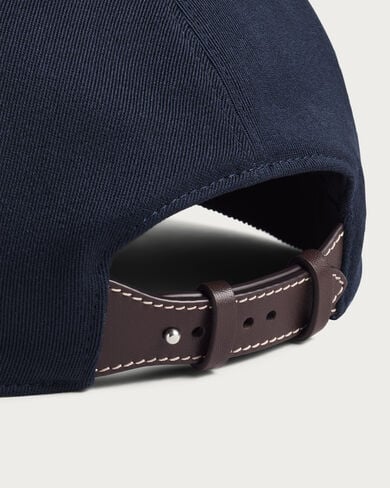 Baseball Cap with Leather Visor, Marine, hi-res