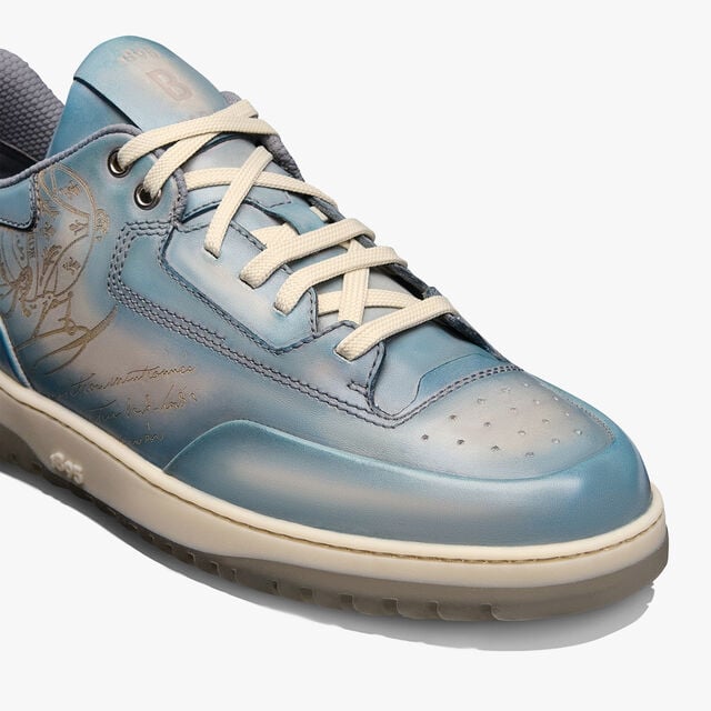 Playoff Scritto Venezia Calf Leather Sneaker, STONE DENIM, hi-res 6