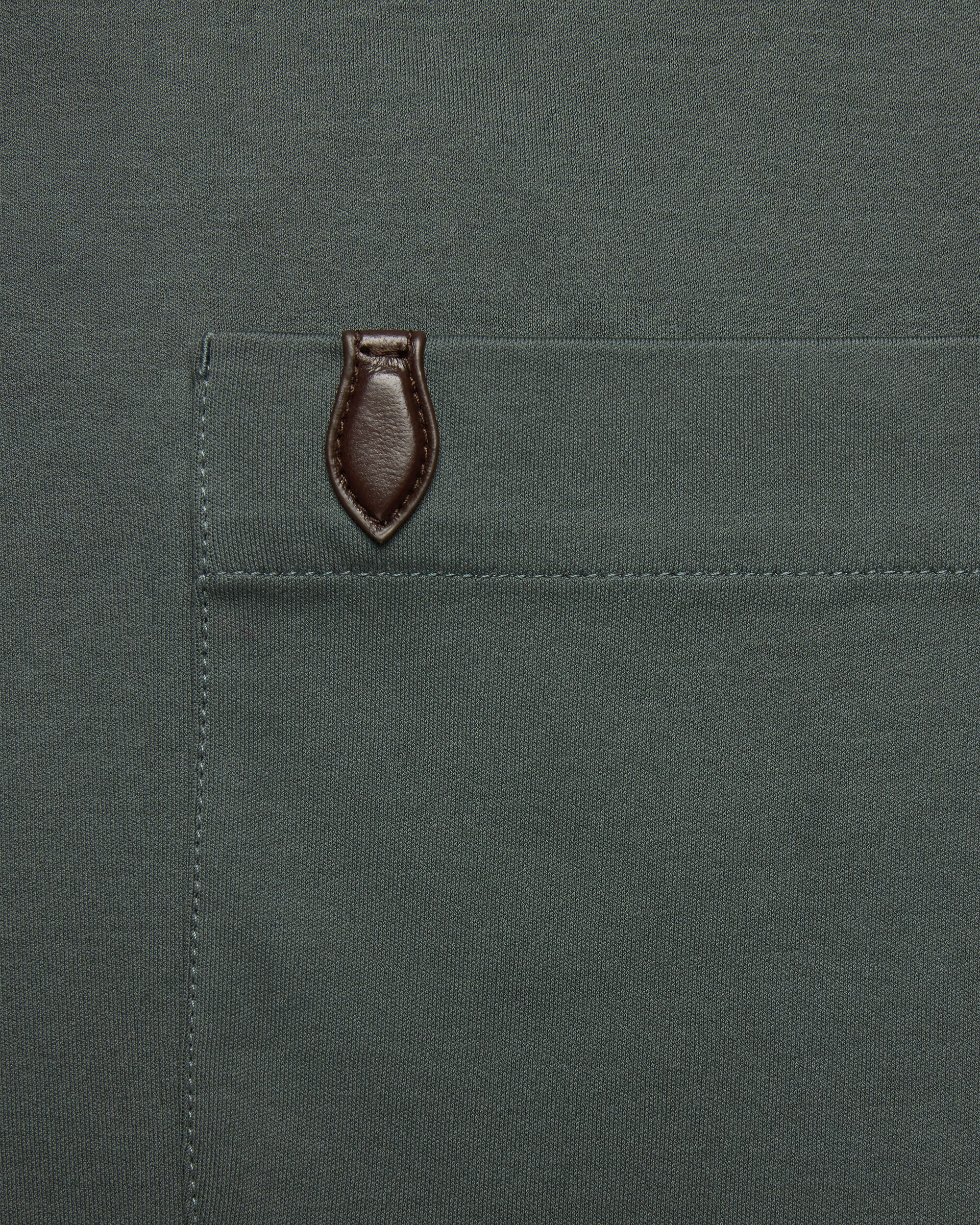 Pocket T-shirt with Leather Detail, Dark Green, hi-res