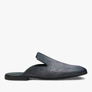 Cyrus Scritto Leather Slipper, LIGHT ALUMINIO, hi-res