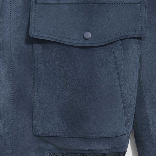 Blouson d'Aviateur en Suède, DIM BLUE, hi-res 6