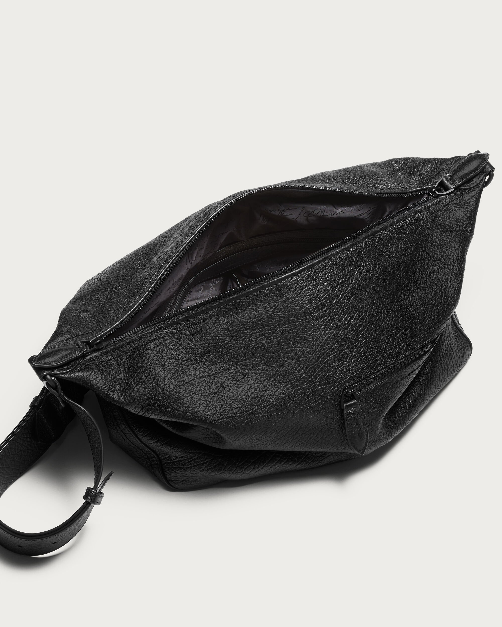 Toujours Soft Zipped Hobo Messenger, Deep Black, hi-res