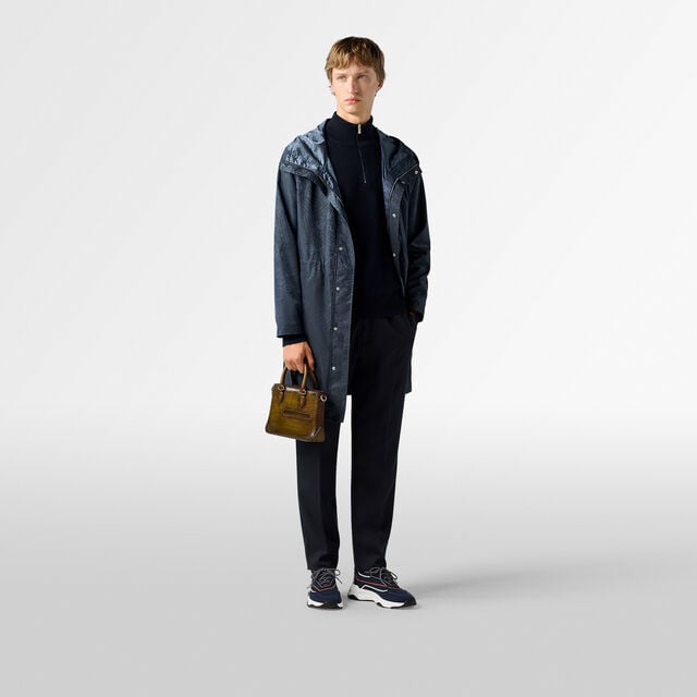 Long Packable Scritto Nylon Parka, WASHED INDIGO, hi-res 4