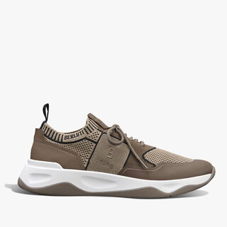 Shadow Rubber Coated Knit And Calf Leather Sneaker, LIGHT KAKI / BEIGE, hi-res