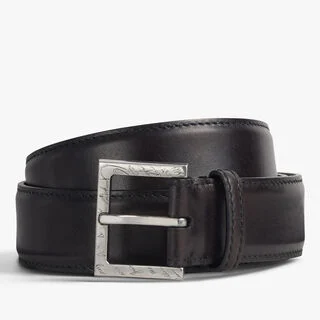 Square 35 mm Belt In Venezia Calf Leather, FONDANT., hi-res