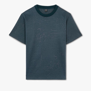 T-Shirt En Jacquard Scritto All-Over, ALPINE GREEN, hi-res